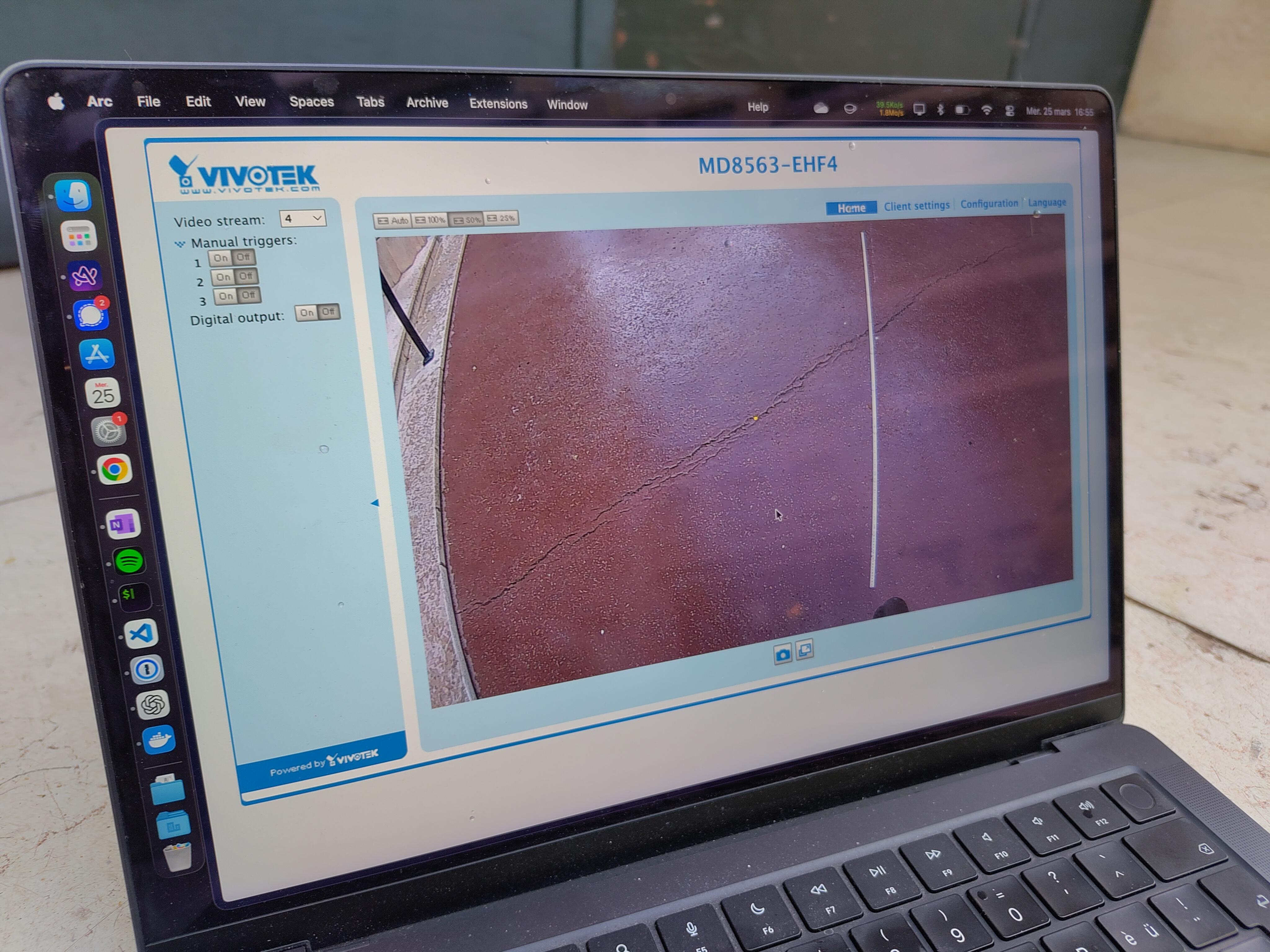 Vue de la caméra sur ordinateur